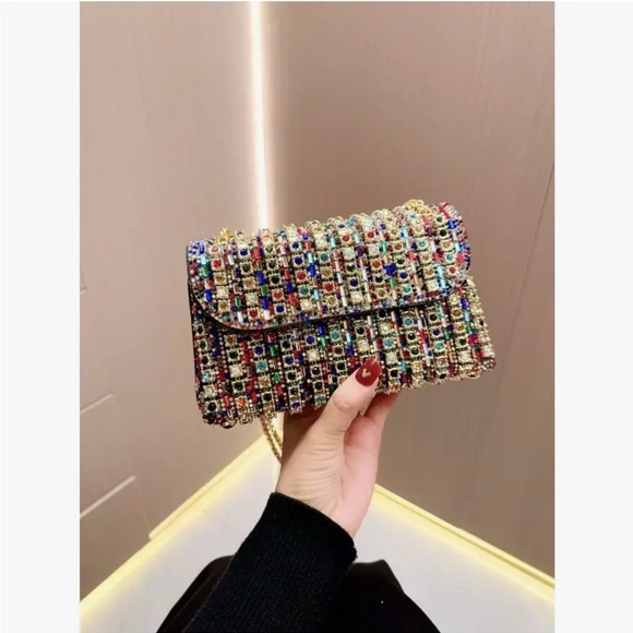 Elegant Unbranded Multicolor Studded Rhinestone Women's Bag - NIP - Picture 4 of 16
